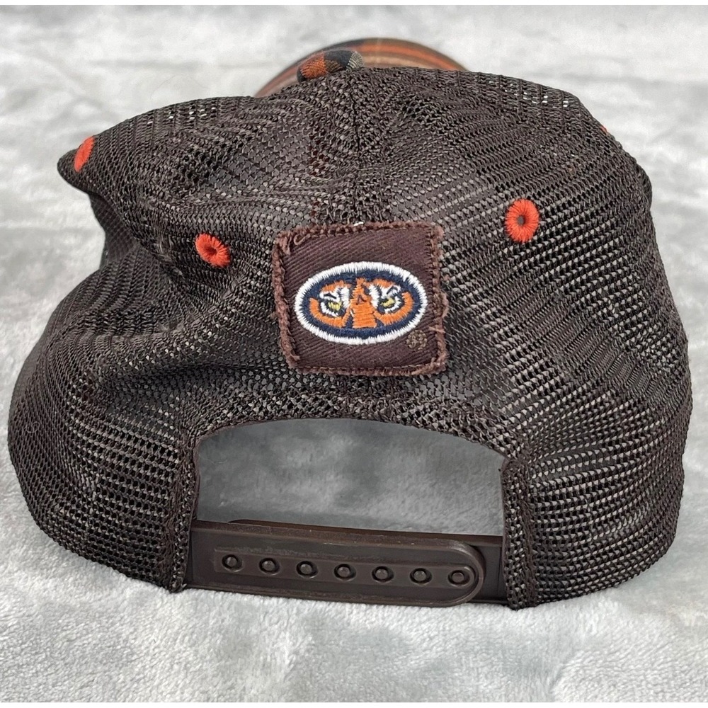 Auburn Tigers Hat MensTop Of World OSFA Orange Plaid Mesh Snapback Trucker Cap - Picture 5 of 8